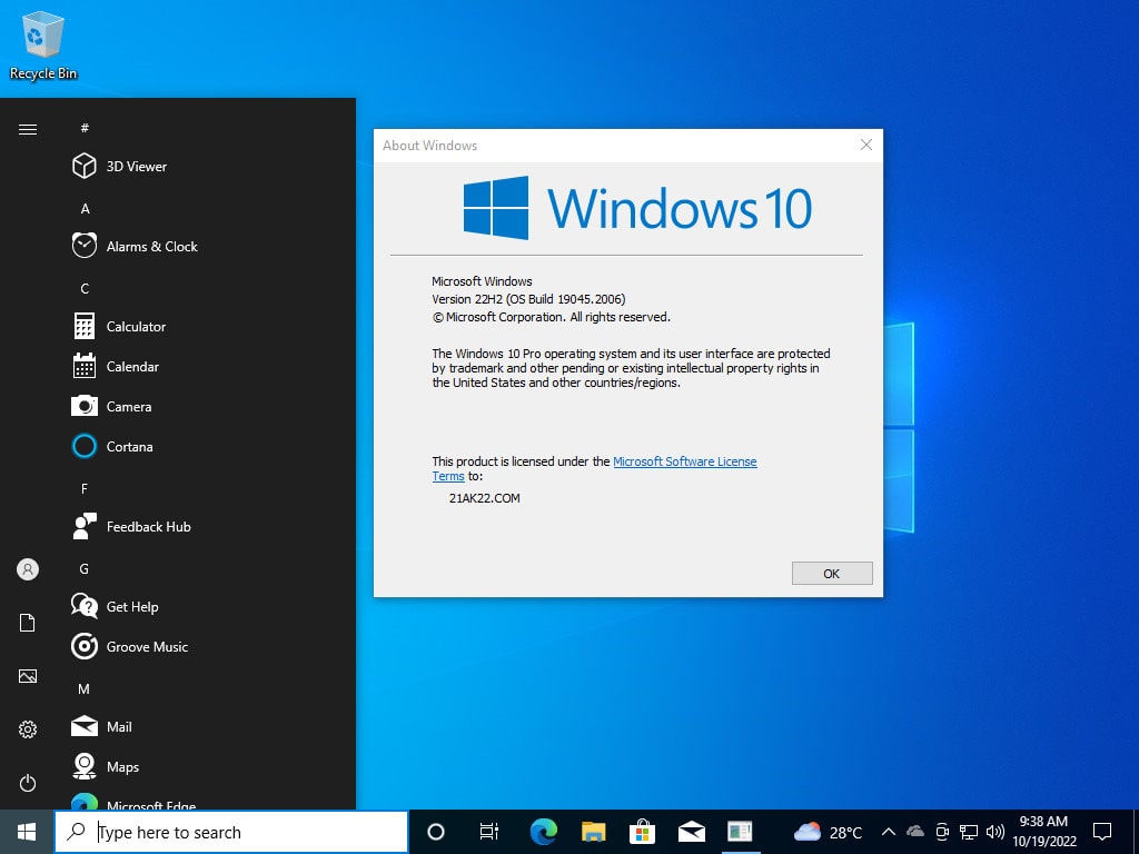 Tải ISO Windows 10 22H2 19045 2022 Chính Chủ Microsoft