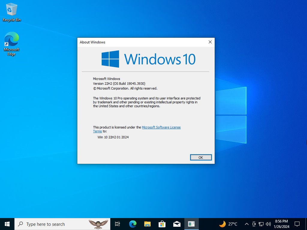 Tải ISO Windows 10 22H2 19045 3930 01/2024 Gốc Microsoft