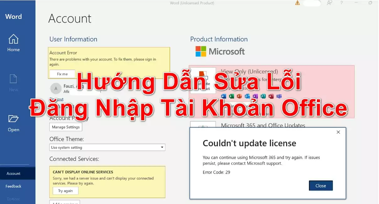 Hướng Dẫn Sửa Lỗi Không Thể Đăng Nhập Tài Khoản Trên Office
