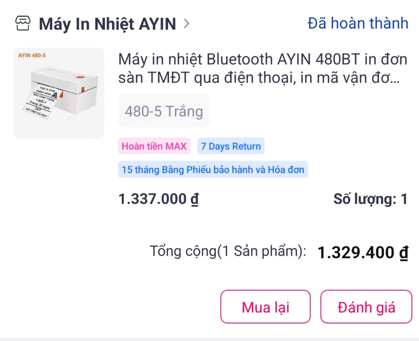 Bán Máy In Nhiệt AYIN 480 Chuyên In Mã Vận Đơn, Mã Vạch, Phiếu Gửi Hàng,...