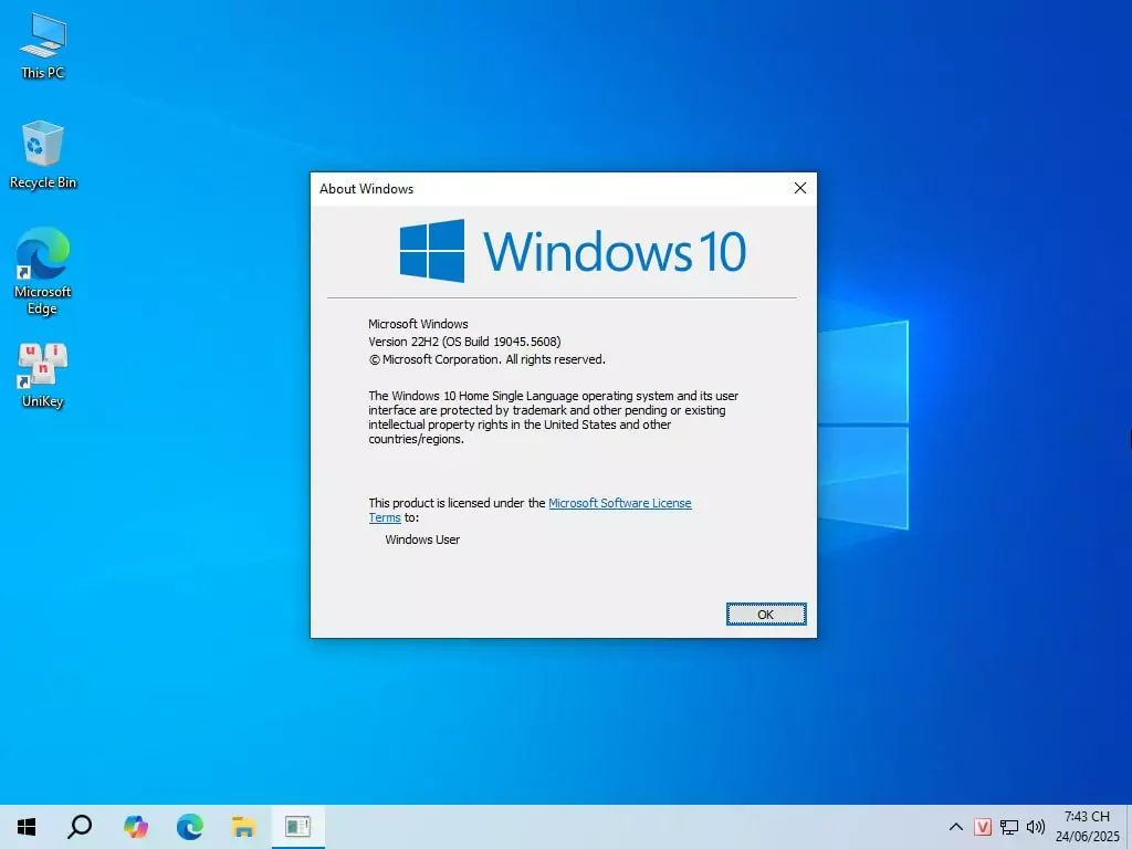 Tải Ghost Win 10 Home SL 22H2 No Soft v25.1 Mượt Nhẹ 2025